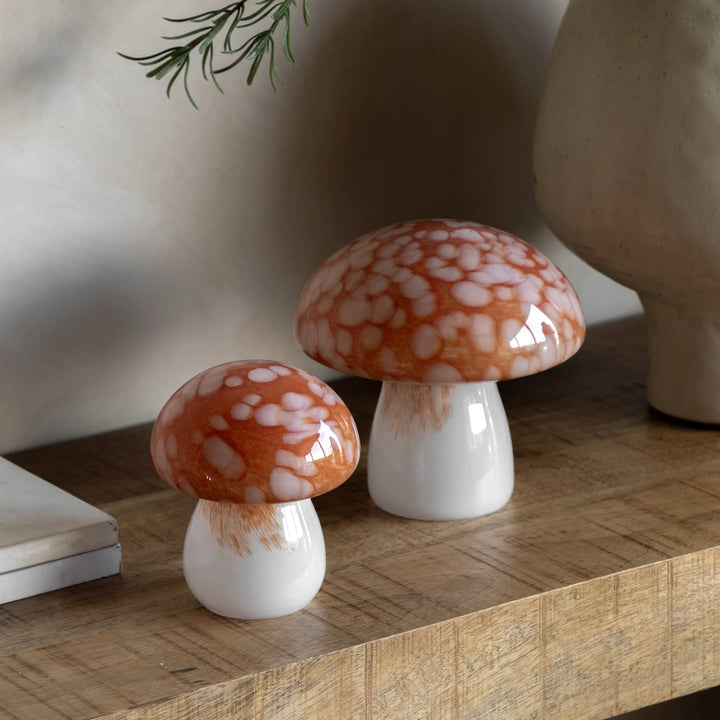 Set of 2 Confetti Glass Mushrooms Ornaments