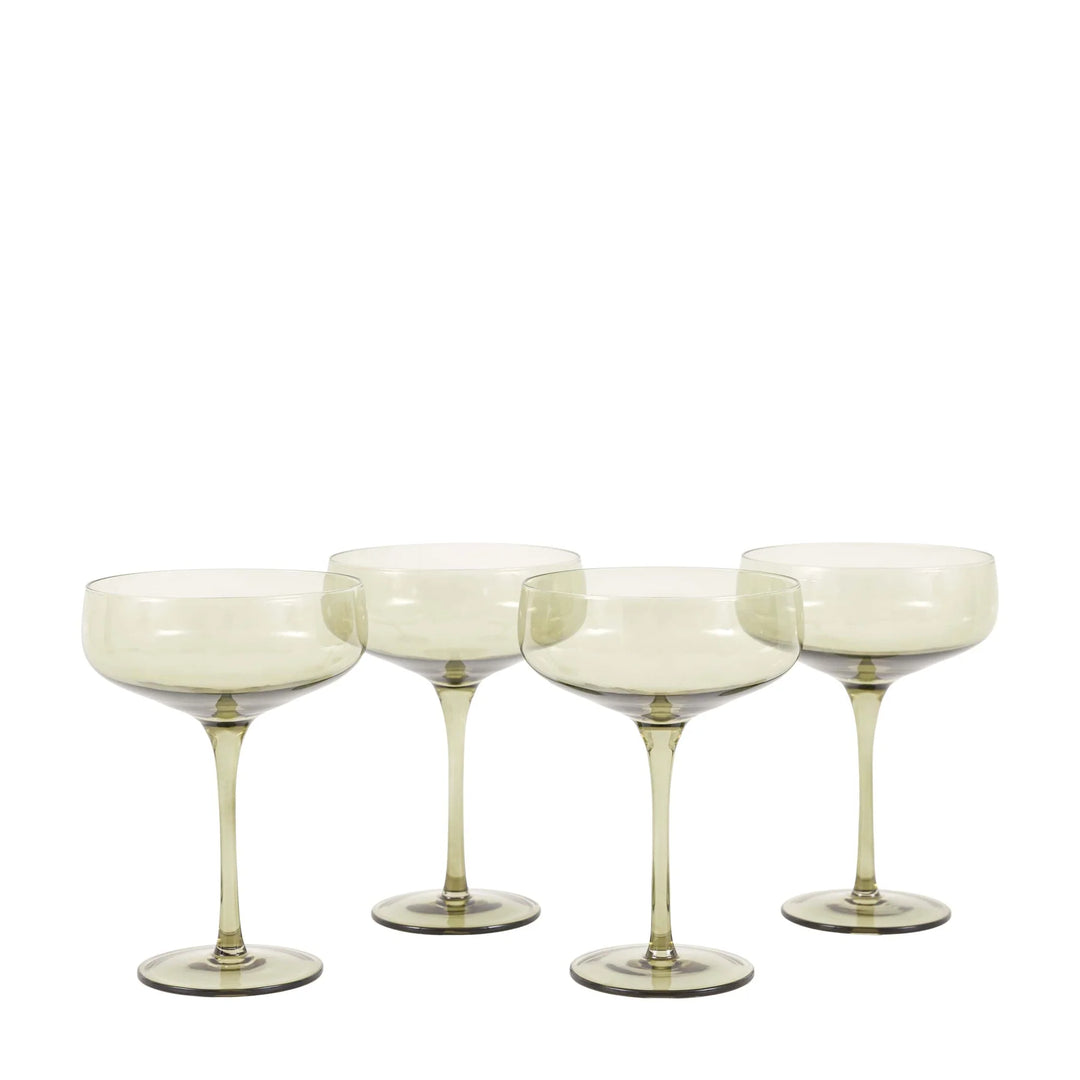 Coupe Glass in Smokey Green Set of 4