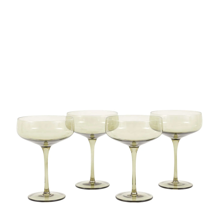 Coupe Glass in Smokey Green Set of 4