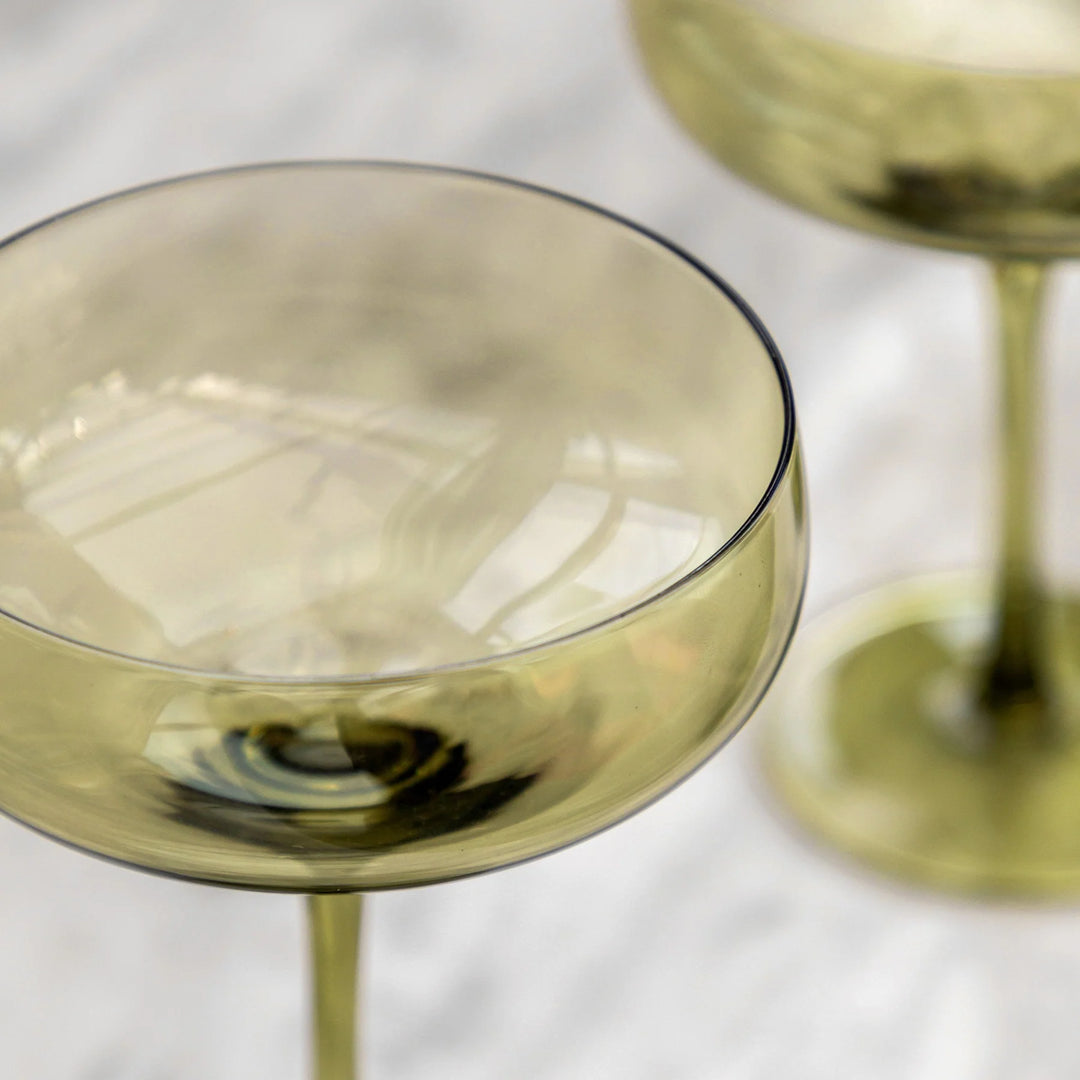 Coupe Glass in Smokey Green Set of 4