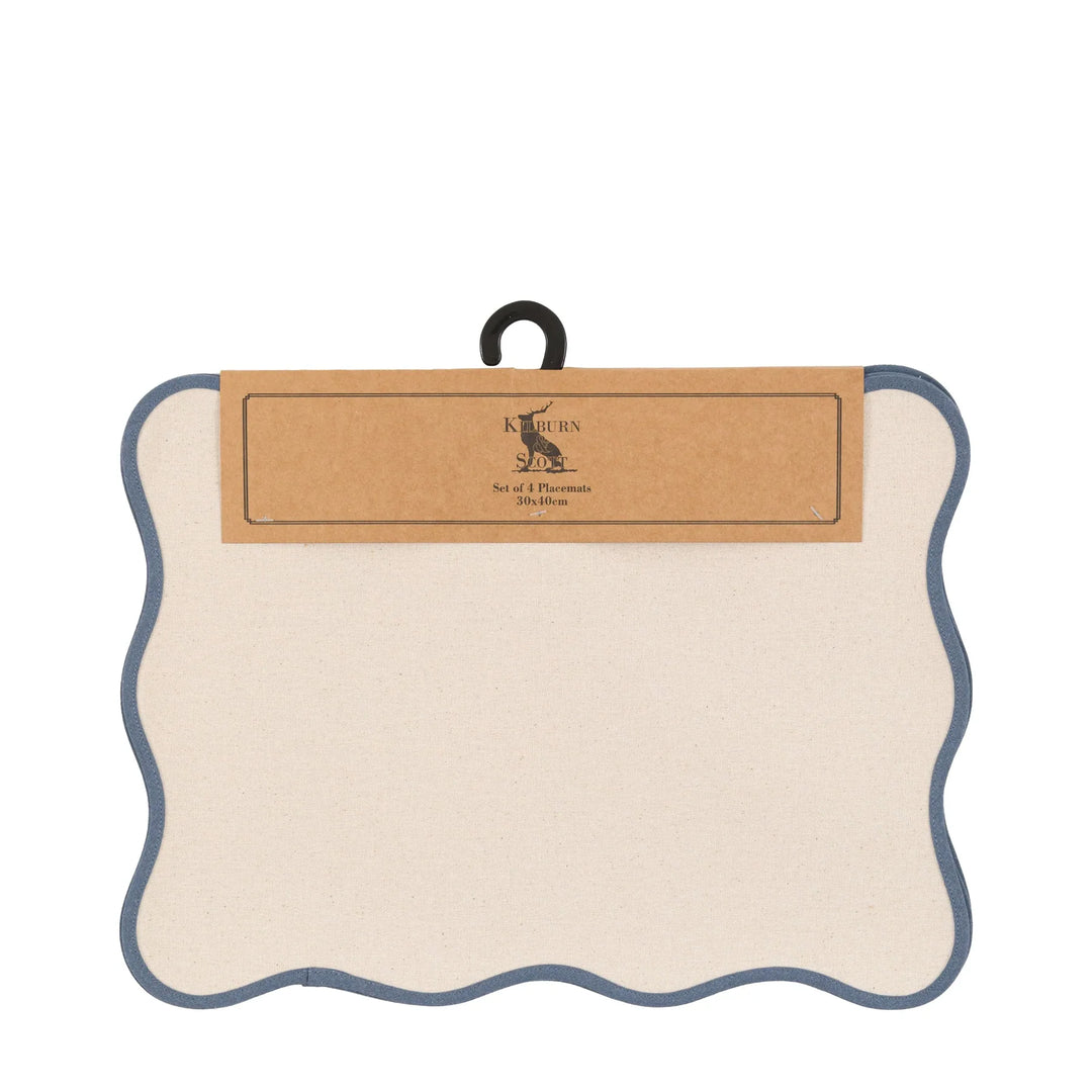 Set of 4 Scallop Edge Placemats Blue