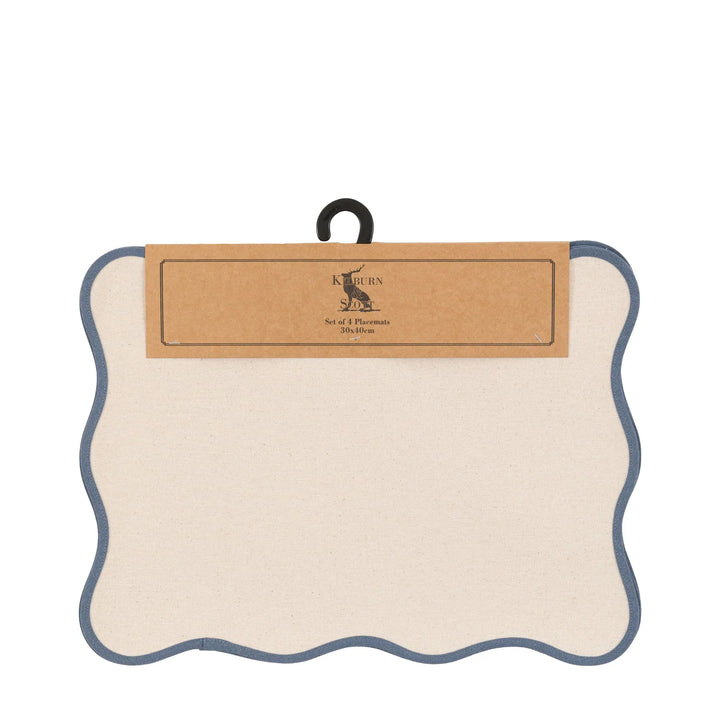 Set of 4 Scallop Edge Placemats Blue