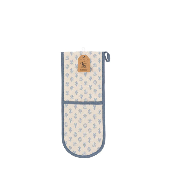 Fleur Floral Stamp Double Oven Glove in Blue