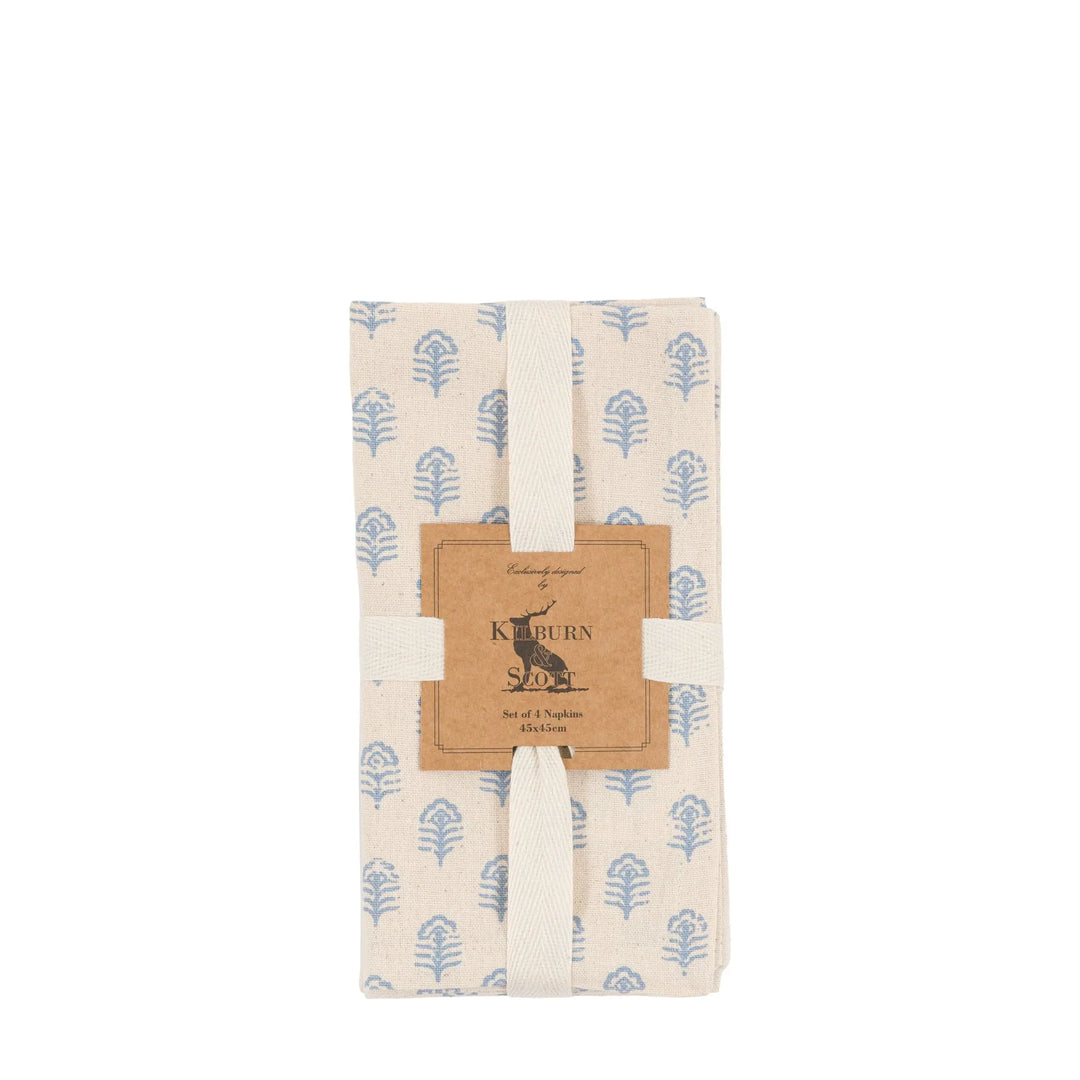 Set of 4 Fleur Floral Stamp Napkins