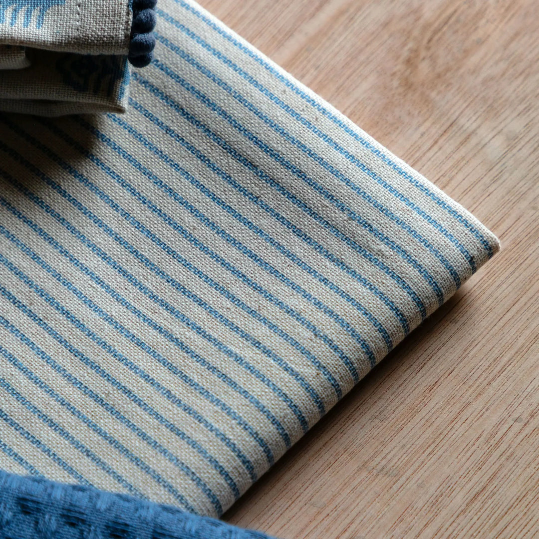 3 Pack Fleur Floral Stamp Tea Towels in Blue