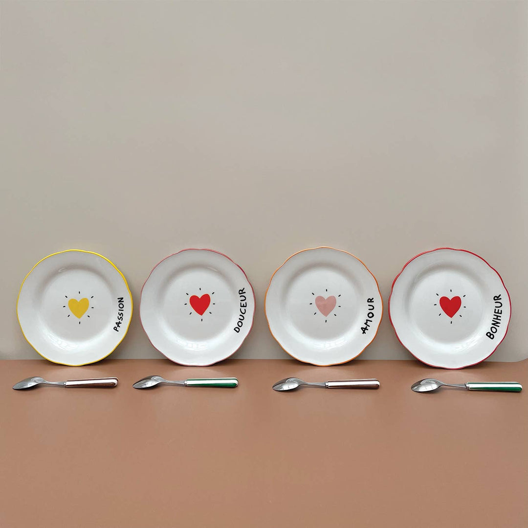Set of 4 Love Heart Dessert Plates