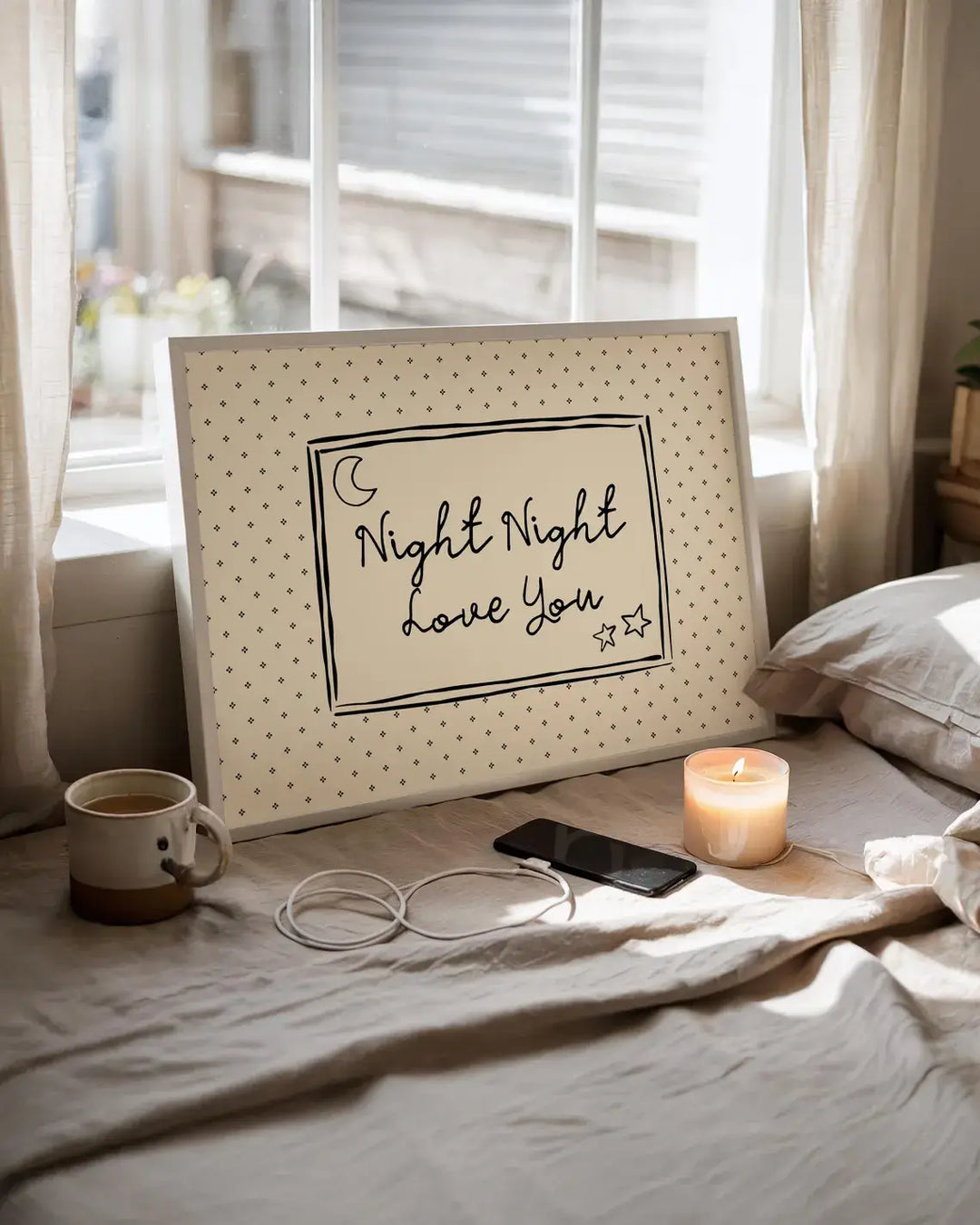 Mid Century Retro Night Night Love You Print