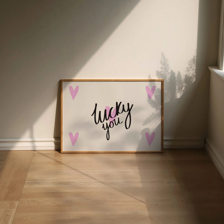 Lucky You Hearts Print Pink