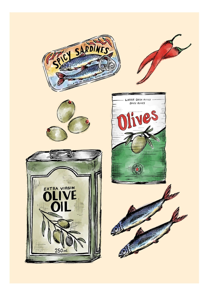 Mediterranean Nibbles Print by Mash Design