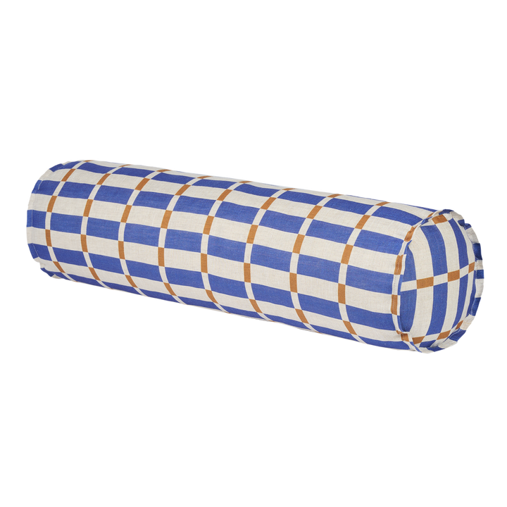 Nobodinoz Cliff Cylinder Cushion Blue Mustard Mosaic