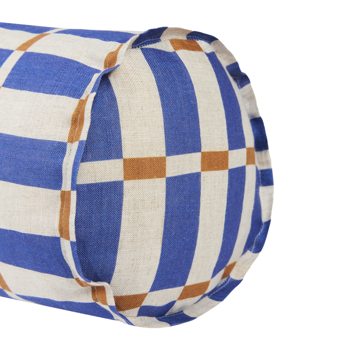 Nobodinoz Cliff Cylinder Cushion Blue Mustard Mosaic