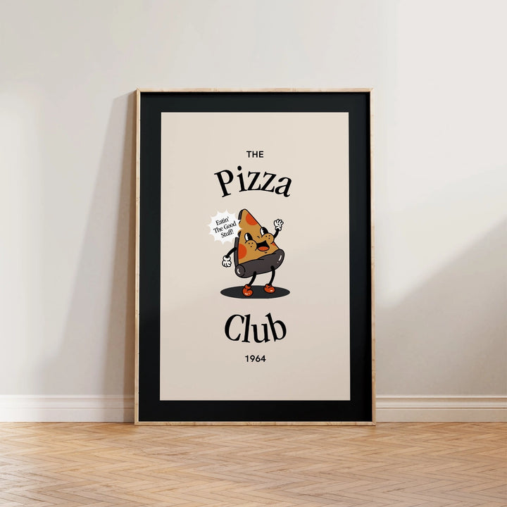Retro Pizza Club Print Black