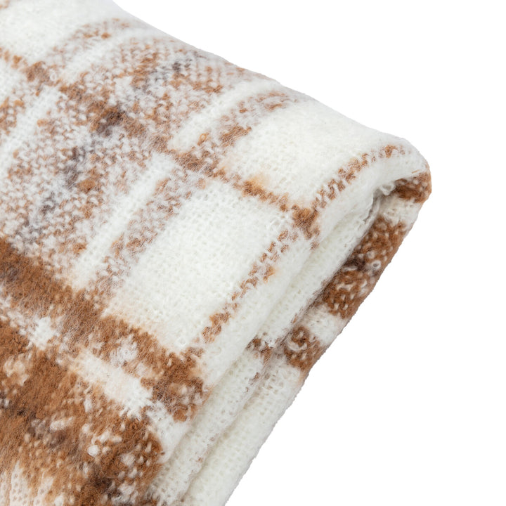Check Faux Mohair Throw in Tan