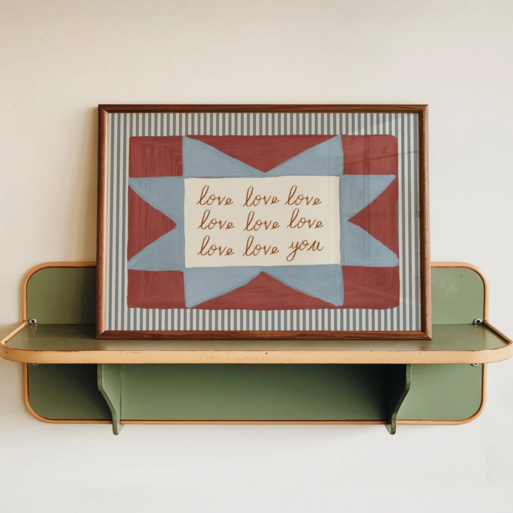 Love Love Love You Print Blue