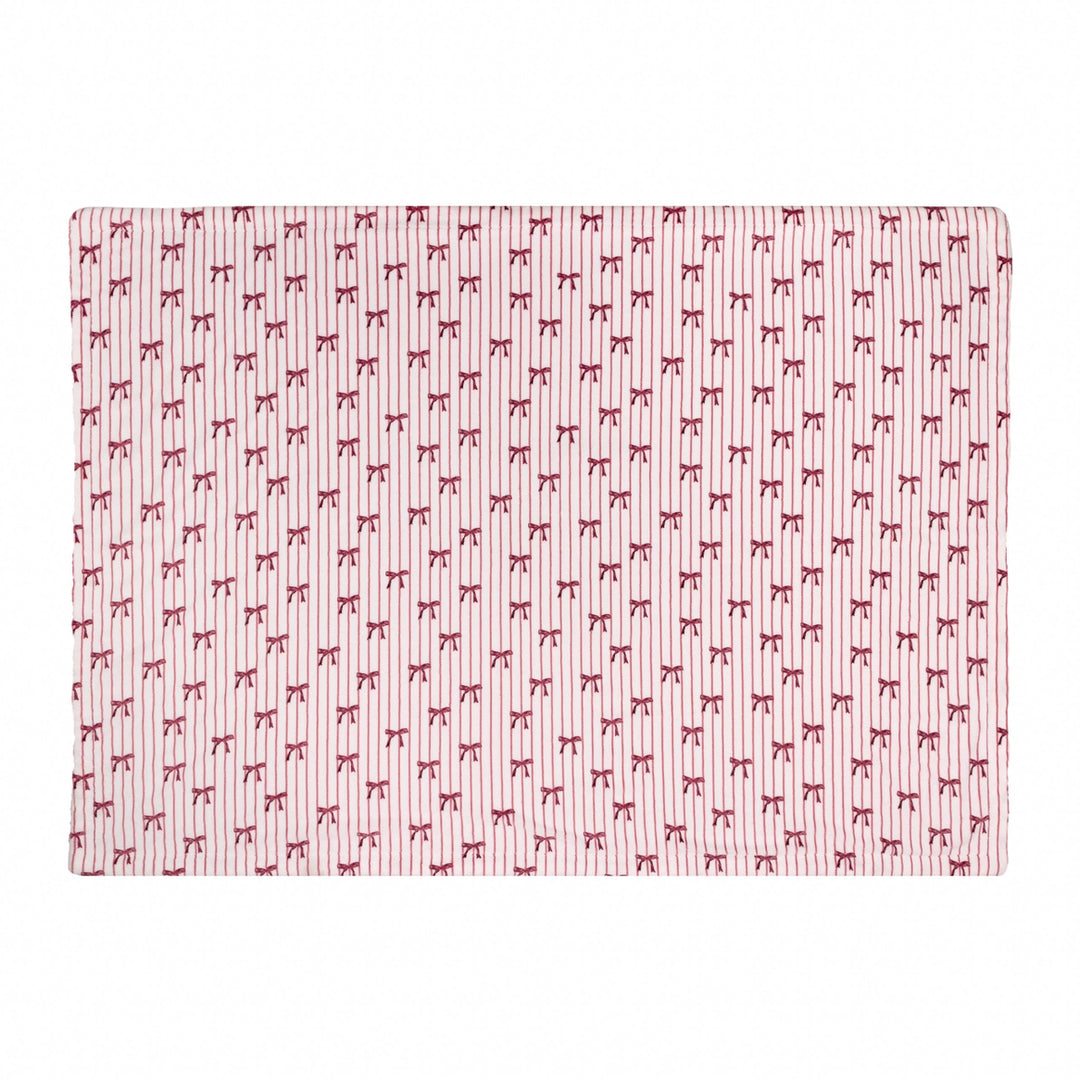 Sherpa Bow Fleece Throw in Silk Pink