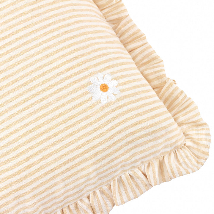 Daisies Embroidered Ruffle Cushion