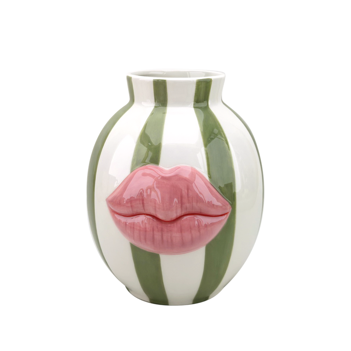 Green Striped Kiss Vase