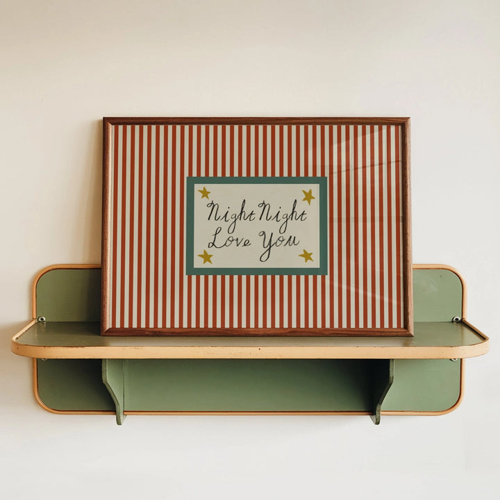 Night Night Love You Striped Print Rust