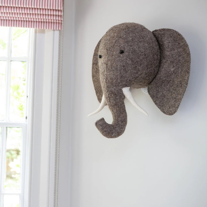 Medium Elephant Head with Trunk Up