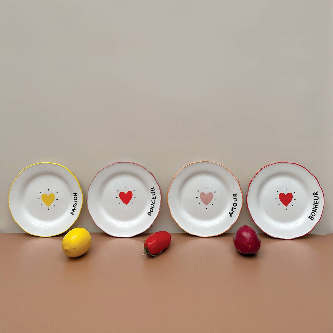 Set of 4 Love Heart Dessert Plates