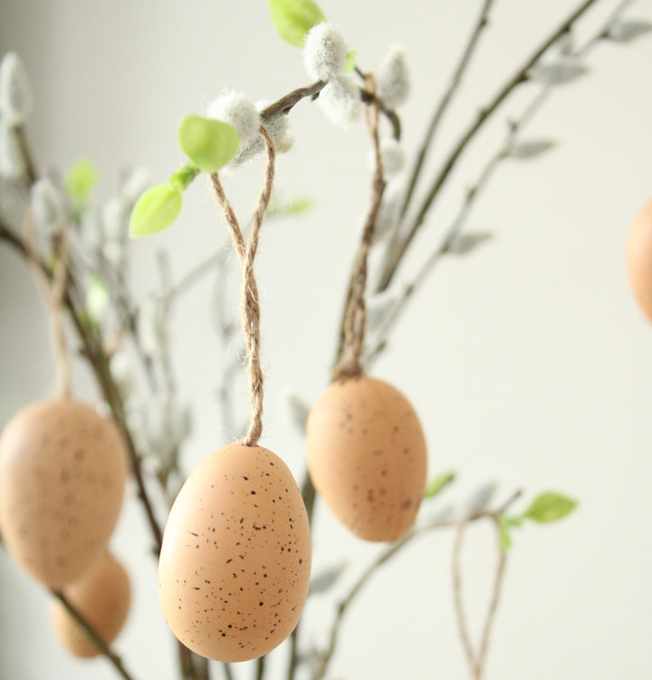 Sæt med 12 naturlige plettede påskeæg dekorationer
