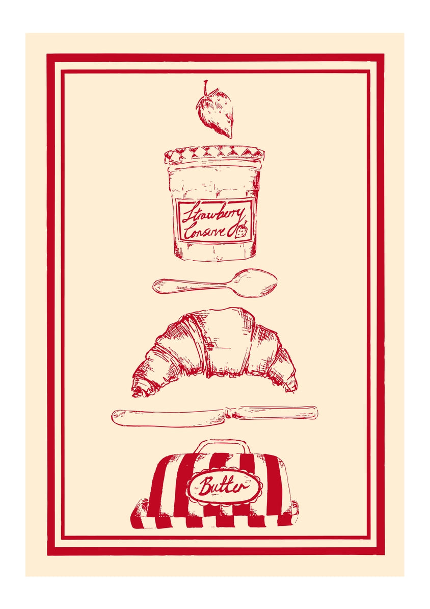Jammy Croissant Print by Mash Design