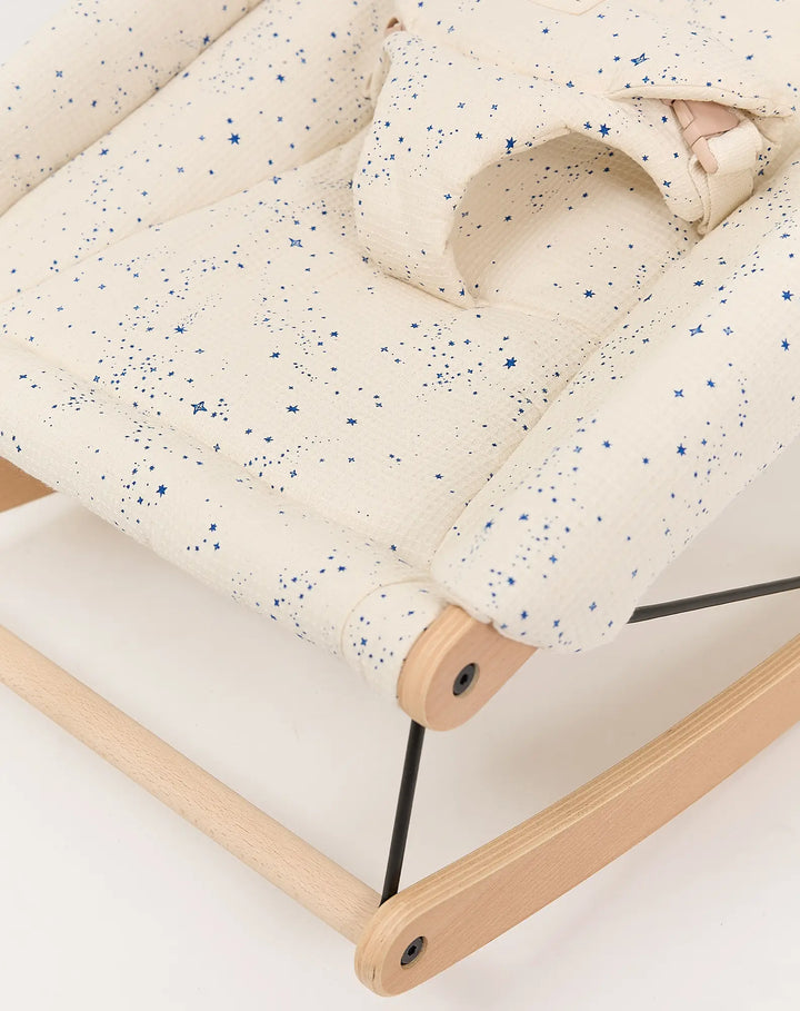 Nobodinoz Growing Green Baby Bouncer with Blue Milky Way Cover