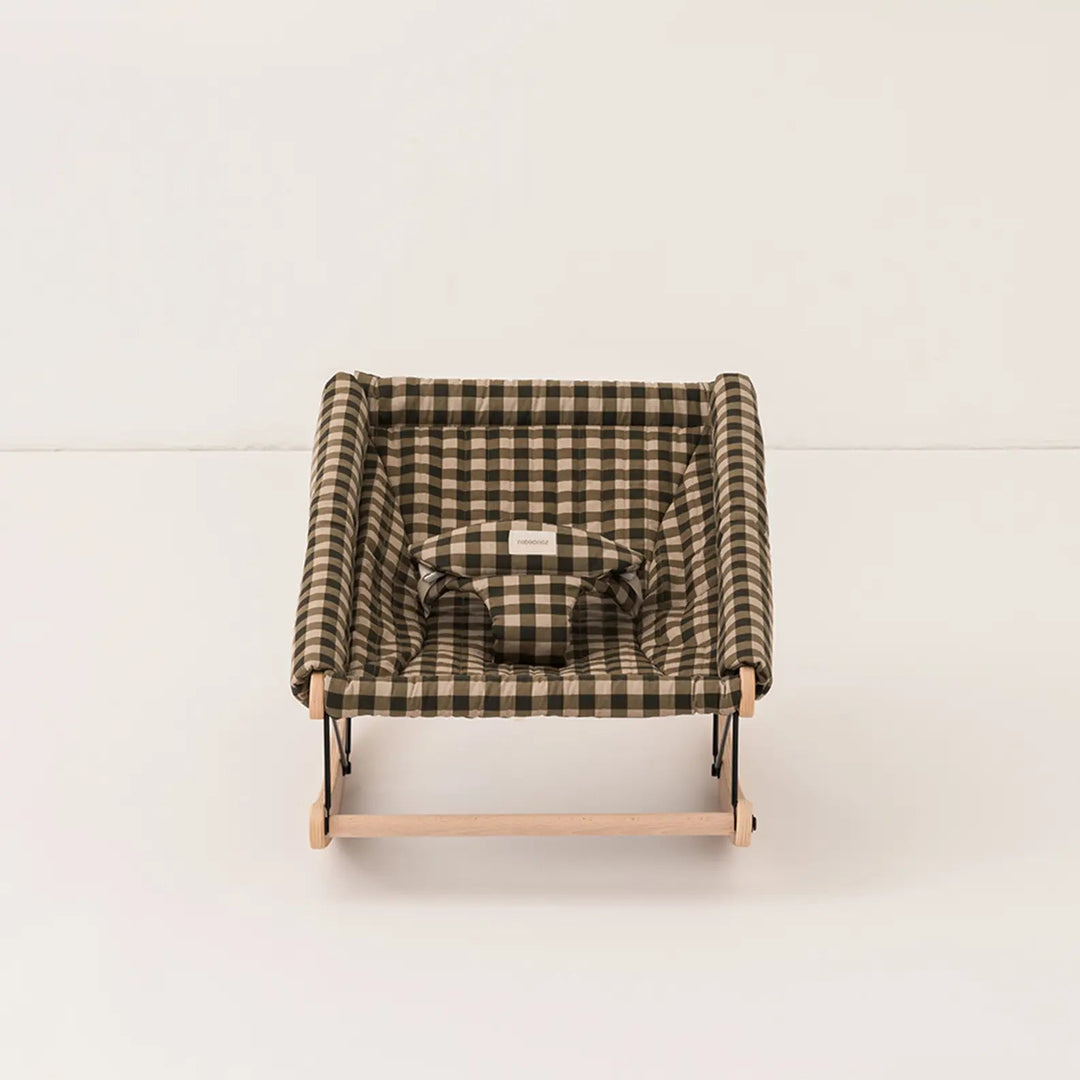 Nobodinoz Growing Green Baby Bouncer with Green Checks Cover