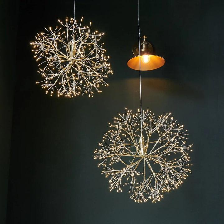 Hanging Dandelion LED Lights in Gold 40cm