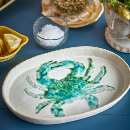 Set of 4 Stoneware Hadden Plate Crab
