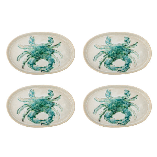 Set of 4 Stoneware Hadden Plate Crab
