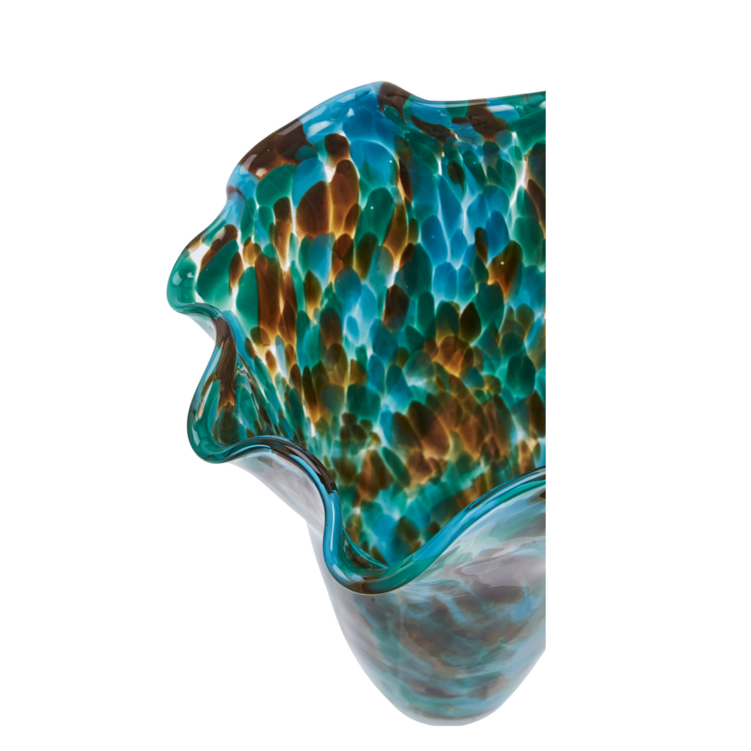 Glass Vase in Green, Brown & Blue