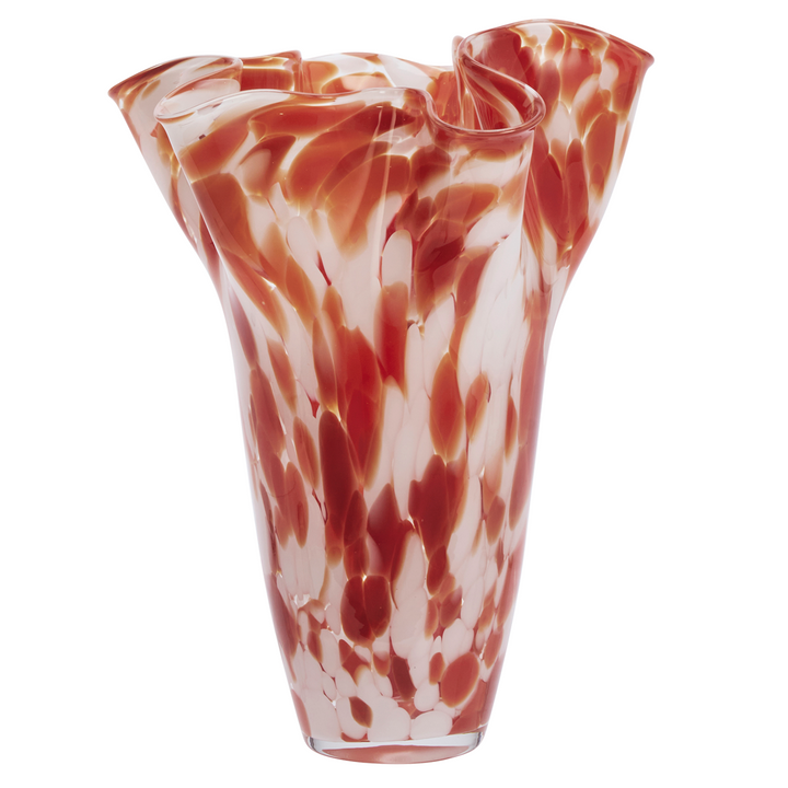 Glass Vase in Rust, White & Clear