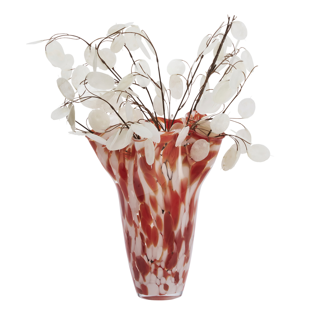 Glass Vase in Rust, White & Clear