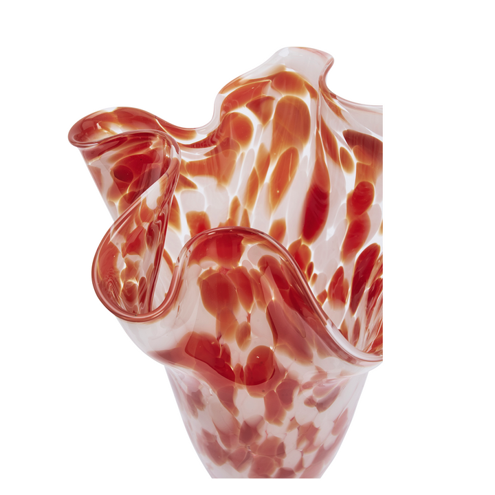 Glass Vase in Rust, White & Clear