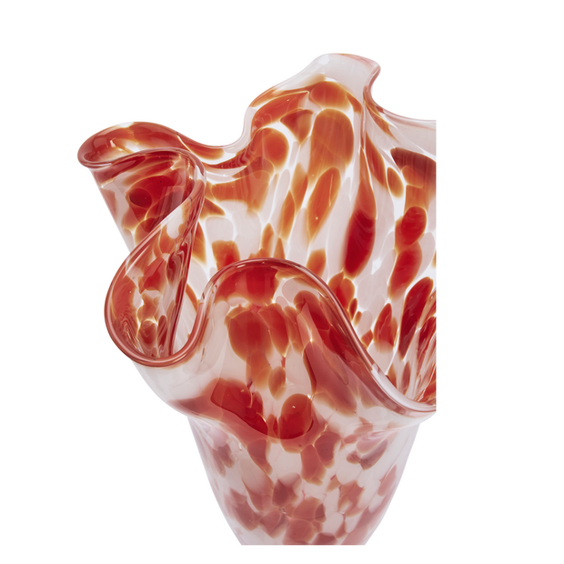 Glass Vase in Rust, White & Clear