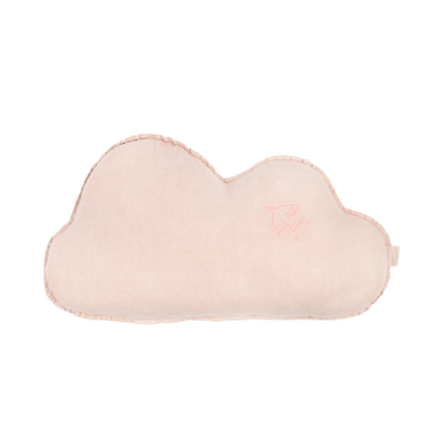 Bird Embroidery Cloud Cushion in Mauve Pink by Nobodinoz