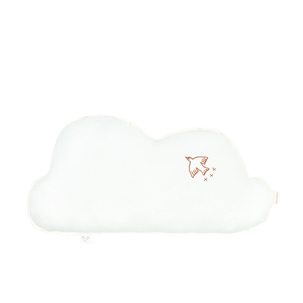 Bird Embroidery Cloud Cushion in Off White by Nobodinoz