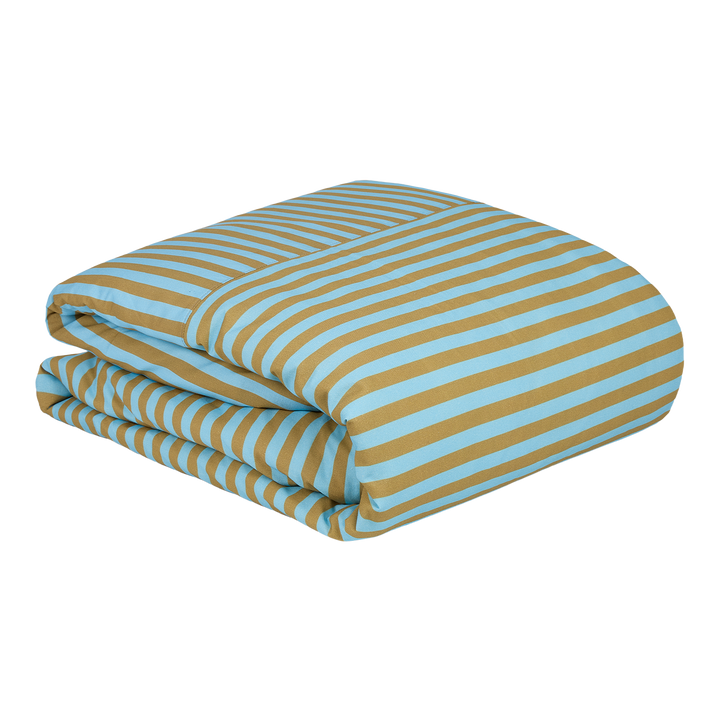 Nobodinoz Leonard Double  Duvet Set in Blue Curry Stripes