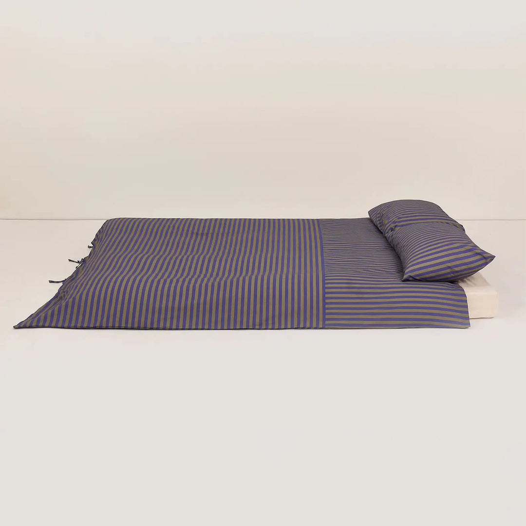Nobodinoz Leonard Double Duvet Set in Indigo Stripes