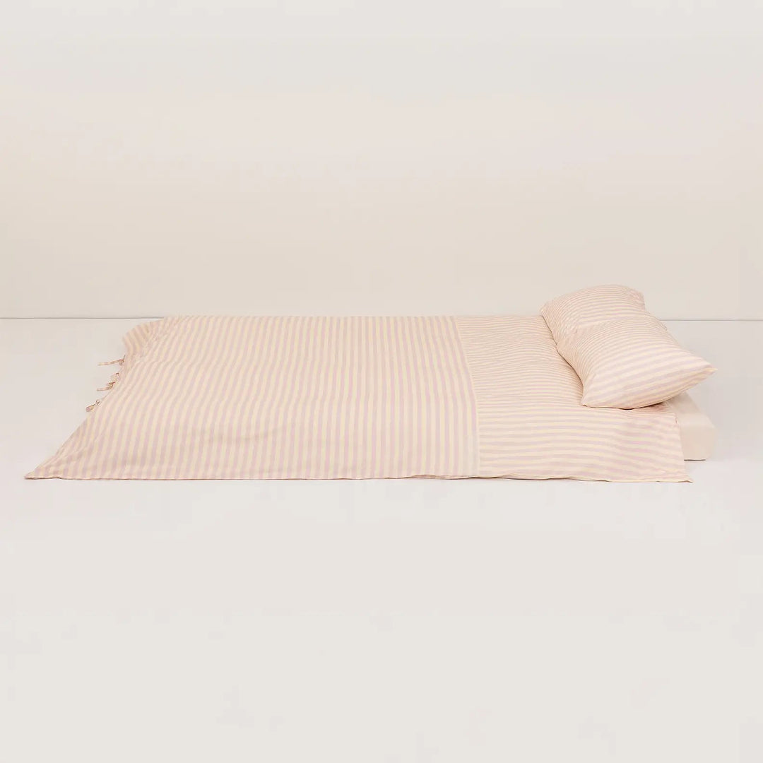 Nobodinoz Leonard Double Duvet Set in Pink Stripes