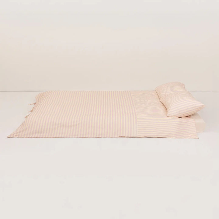 Nobodinoz Leonard Double Duvet Set in Pink Stripes