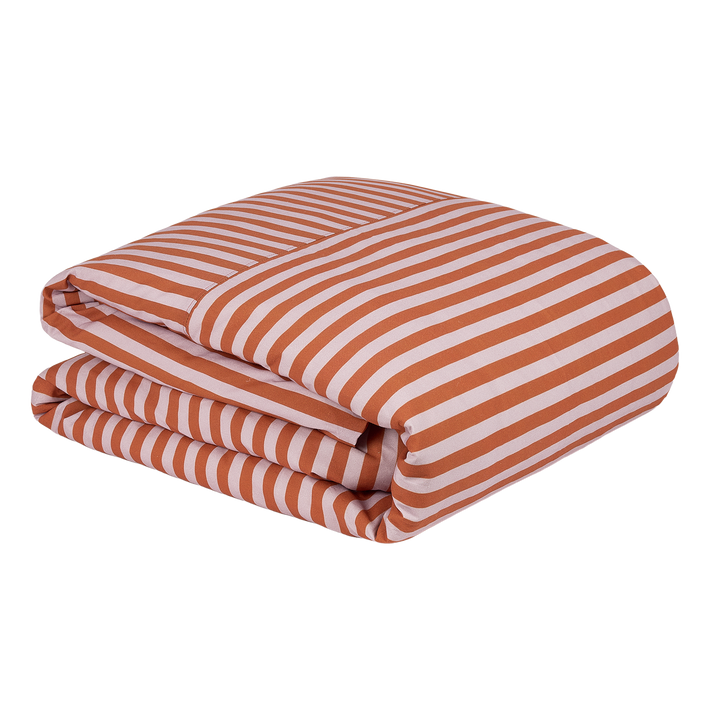 Nobodinoz Leonard Double Duvet Set in Rust Mauve Stripes