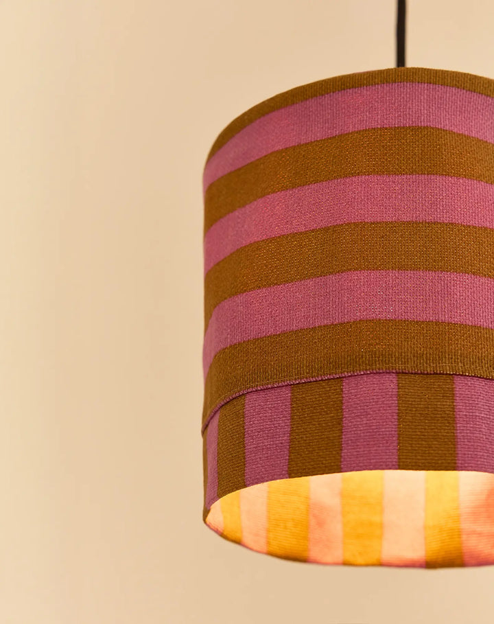 Nododinoz Linda Lampshade in Pink Curry Stripes 20cm
