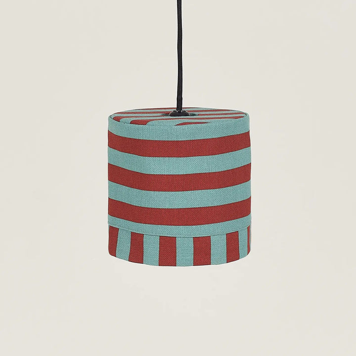Nododinoz Linda Lampshade in Red Teal Green Stripes 20cm