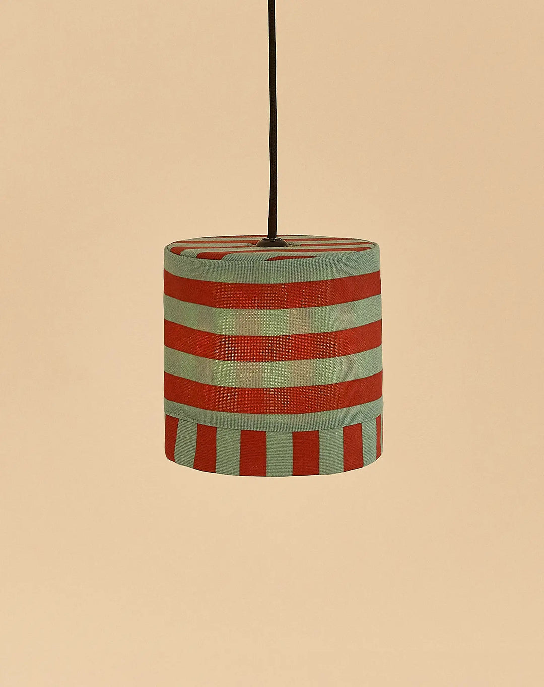 Nododinoz Linda Lampshade in Red Teal Green Stripes 20cm