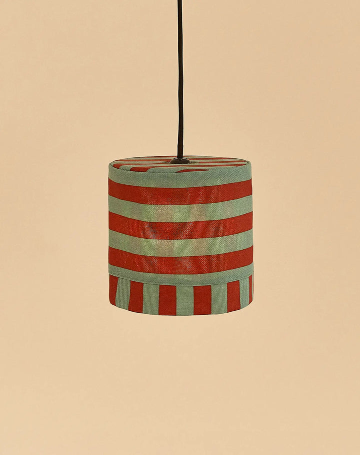 Nododinoz Linda Lampshade in Red Teal Green Stripes 20cm