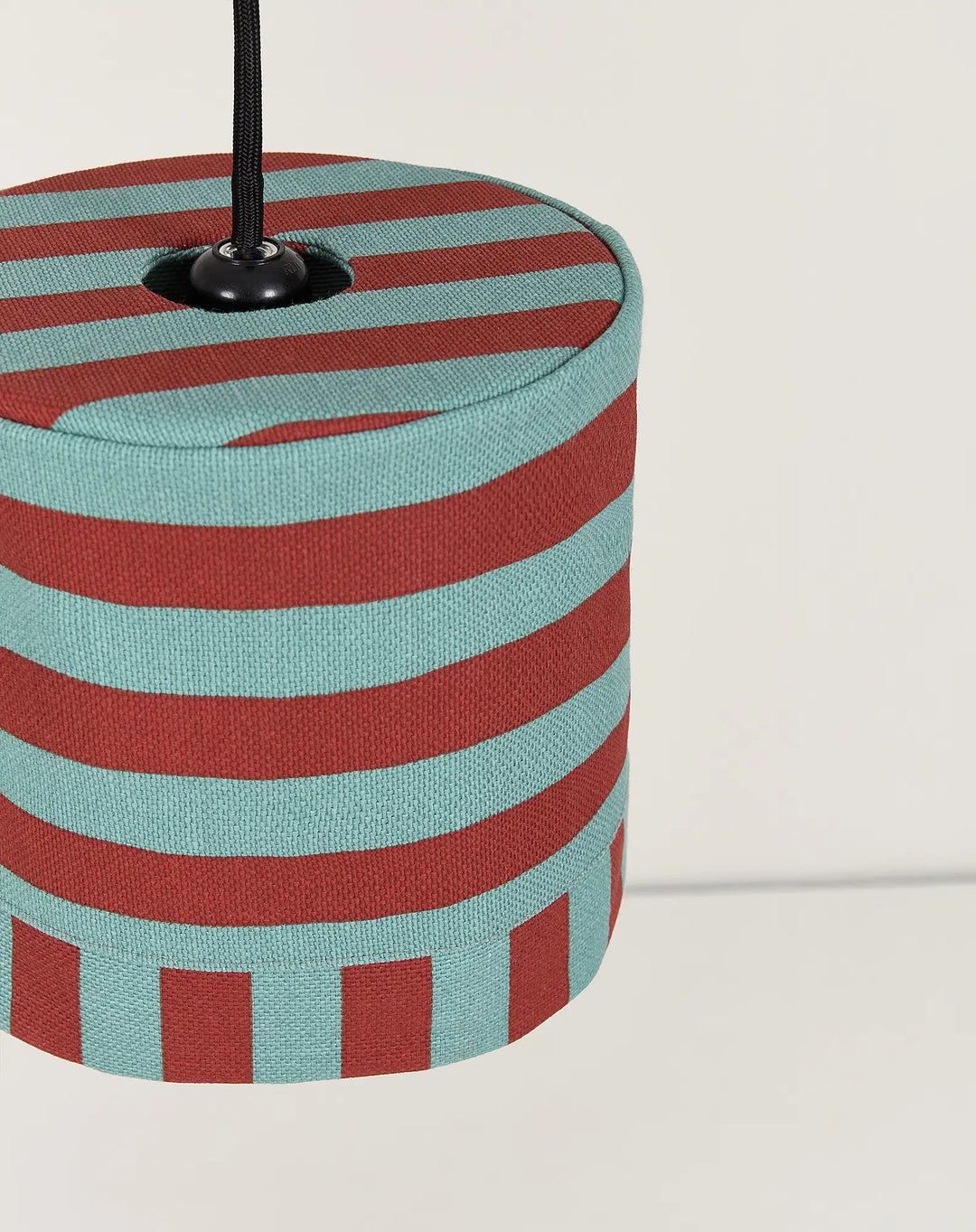 Nododinoz Linda Lampshade in Red Teal Green Stripes 20cm