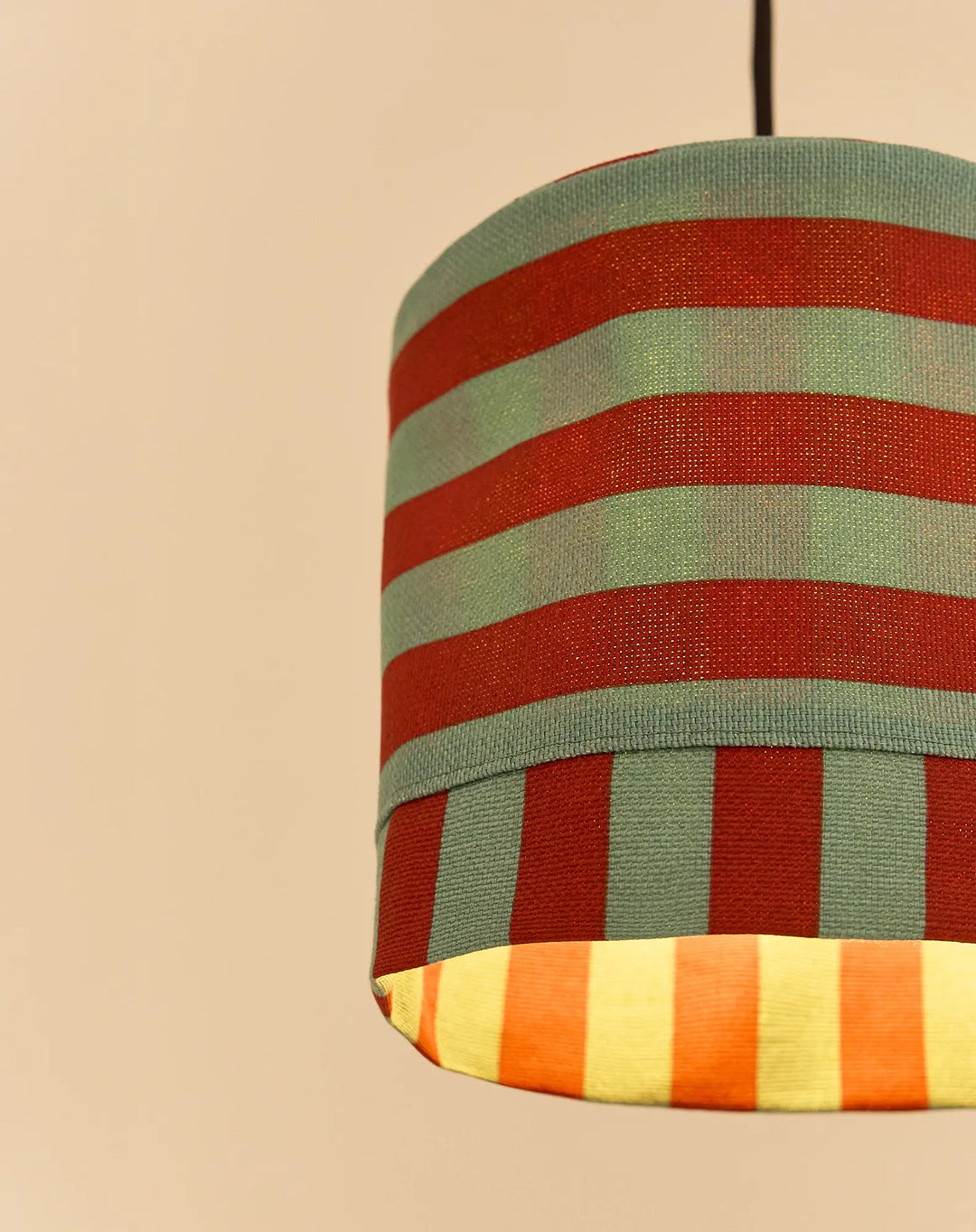 Nododinoz Linda Lampshade in Red Teal Green Stripes 20cm