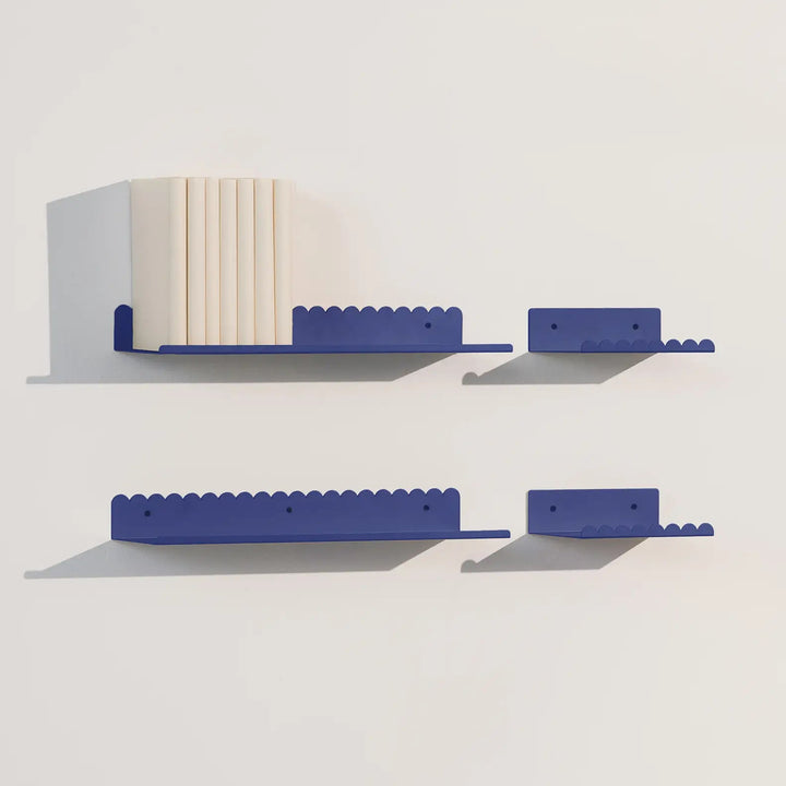 Nobodinoz Lacquered Steel Wall Shelf Small in Night Blue